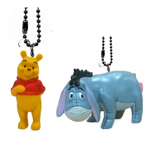 Eeyore & Pooh PVC Keychain Dangler Figure Disney Figurine Charm Ornament New 3”