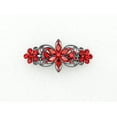 thumbnail image 2 of Faship Red Rhinestone Crystal Gun Metal Plated Flora Hair Barrette Clip, 2 of 5