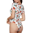 thumbnail image 3 of The Xecao Strawberries Women's Crew Neck Body Suit, a short-sleeved bodysuit and basic swimsuit, both comfort and style for dating and daily life, 3 of 9
