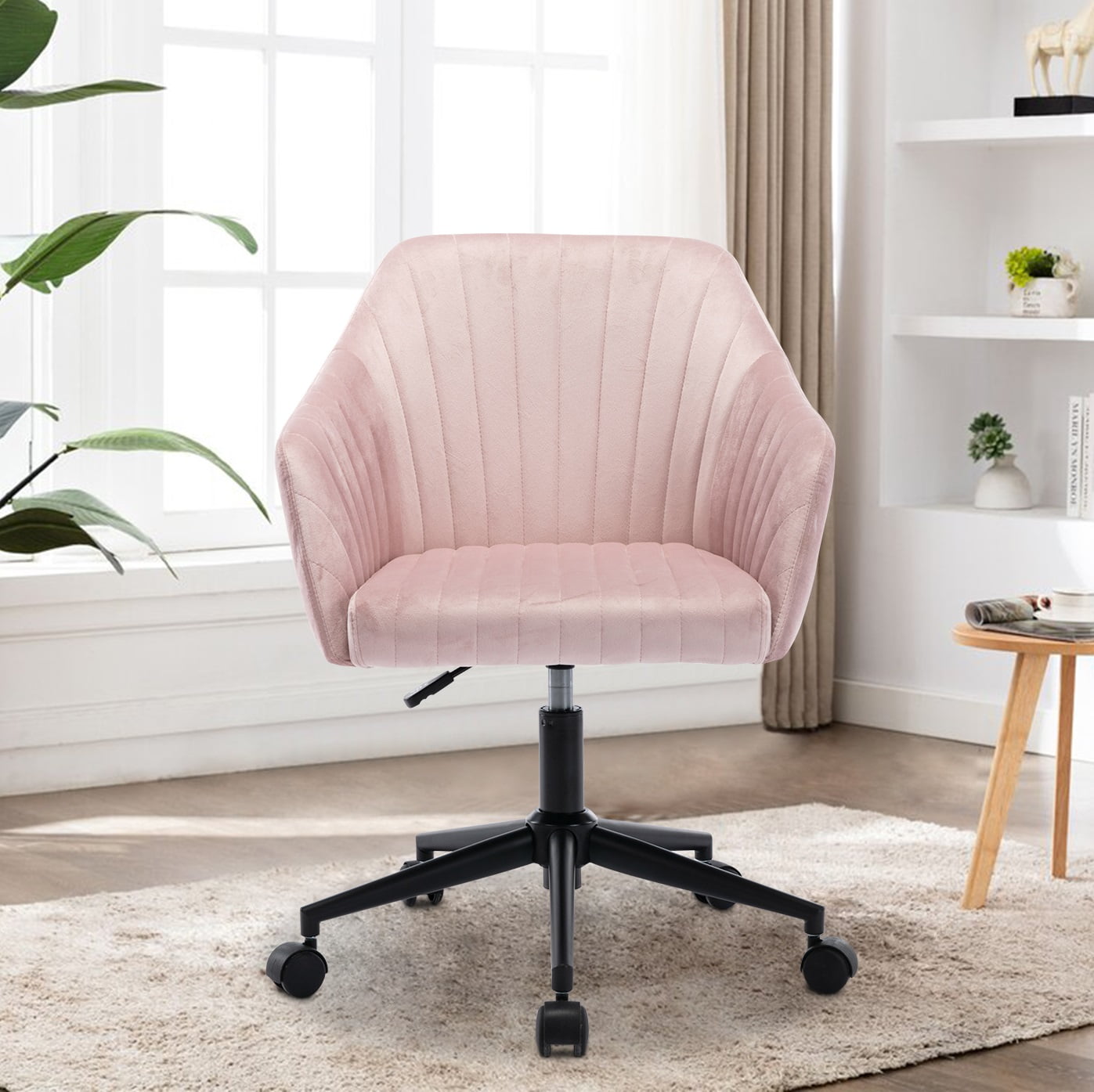 Vanity Chair with Wheels, Velvet Vanity Stool with Back, Makeup Chair