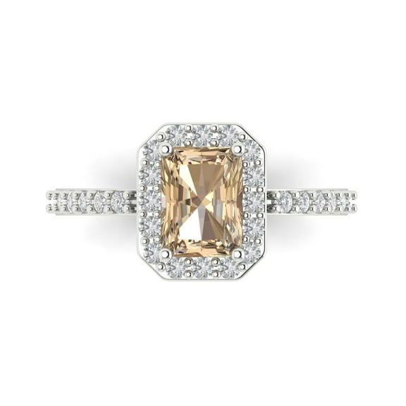 Solitaire with Accents Engagement Ring for Women - 1.92ct Yellow Moissanite in 18K White Gold Promise Ring