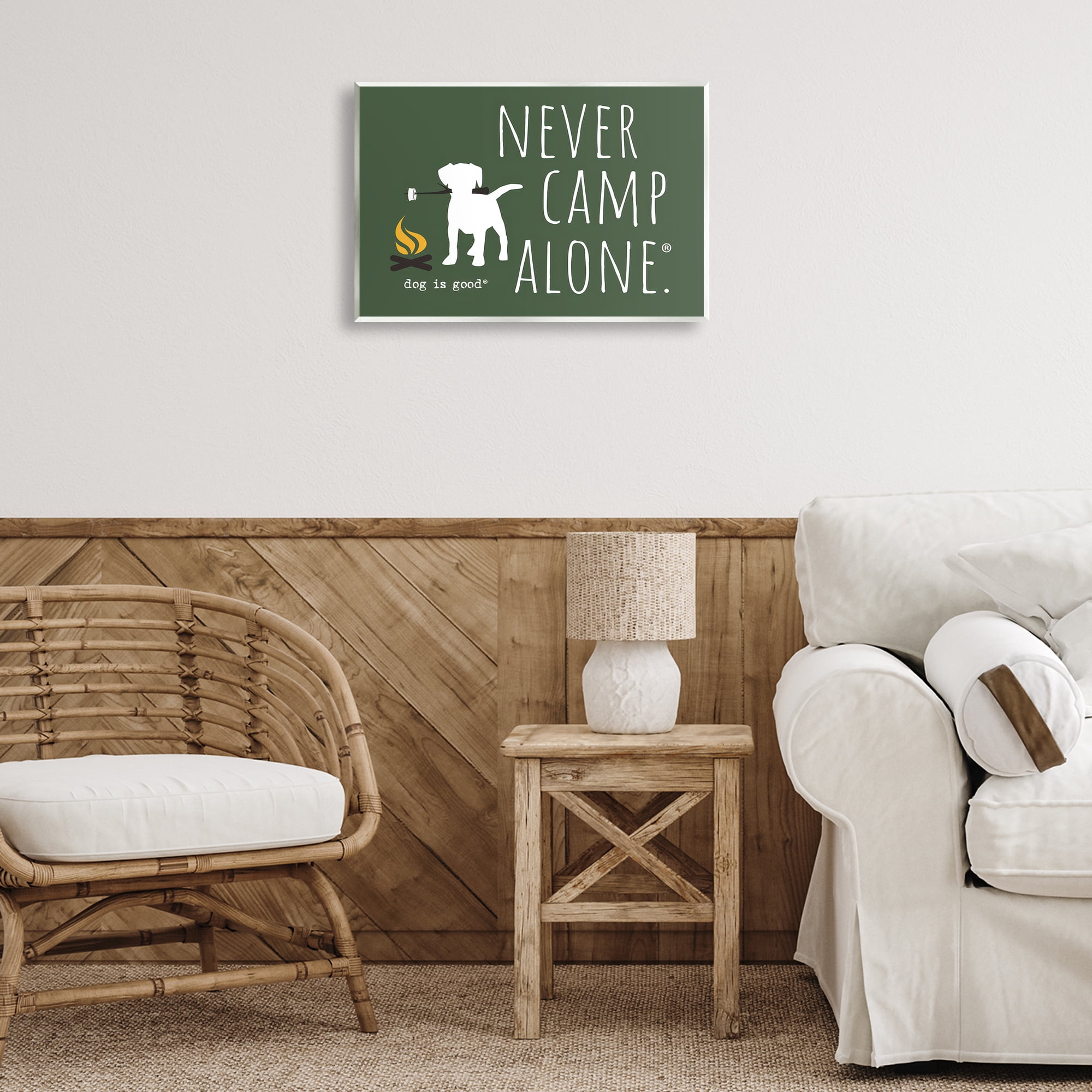 Stupell Industries Never Camp Alone Animals Painting Unframed Art Print Wall Art, 19 x 13