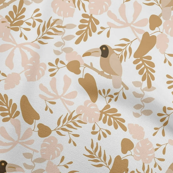oneOone Cotton Cambric Light Brown Fabric Tropical Sewing Material Print Fabric By The Yard 56 Inch Wide