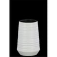 thumbnail image 1 of Urban Trends Collection 45724 Small Ceramic Round Vase with Combed Design Body, White, 1 of 1