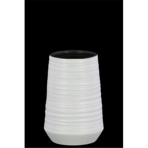 Urban Trend Collection 45724 Petit Vase Rond en Céramique avec Corps Peigné, Blanc