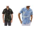 thumbnail image 3 of Minnieouse Camisa de playa hawaiana para hombre y mujer, blusa con solapa, camiseta holgada de manga corta con estampado de hojas tropicales, Camisetas Azul claro S, 3 of 6