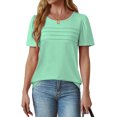 thumbnail image 2 of Fantaslook Women Blouses Dressy Casual Summer Short Sleeve Shirts Crew Neck Pleated Tunic Tops, 2 of 8
