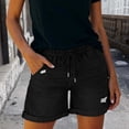 thumbnail image 5 of Livrdious Womens Distressed Jean Shorts 4" Casual Summer High Waisted Stretchy Denim Shorts with Elastic Drawstring Waist, Rolled Hem, 5 of 6