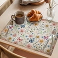 thumbnail image 3 of Pink Spring Floral Placemats Set of 12 Elegant Pastoral Flowers Butterflies Vintage Place Mats Indoor Wipeable Table Mats Washable Dining Table Placemats for Kitchen Holiday Party Decor 13x19 Inch, 3 of 9