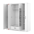 thumbnail image 5 of Wardrobe Closet, 67.9" Tall Storage Cabinet with Mirror Doors and Hanging Rod, Bedroom Armoire Clothes Organizer with Drawer, White, 5 of 9