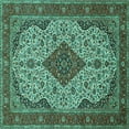 thumbnail image 1 of Ahgly Company Indoor Square Medallion Turquoise Blue Traditional Area Rugs, 6' Square, 1 of 4