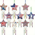 thumbnail image 4 of Kit de campanilla de viento de bricolaje del Día de la Independencia | Colgante de estrella de madera sin terminar | Set de pintura multicolor | Tema Rojo, Blanco, Azul | 9 Pentagrama | 27 tubos, 4 of 7