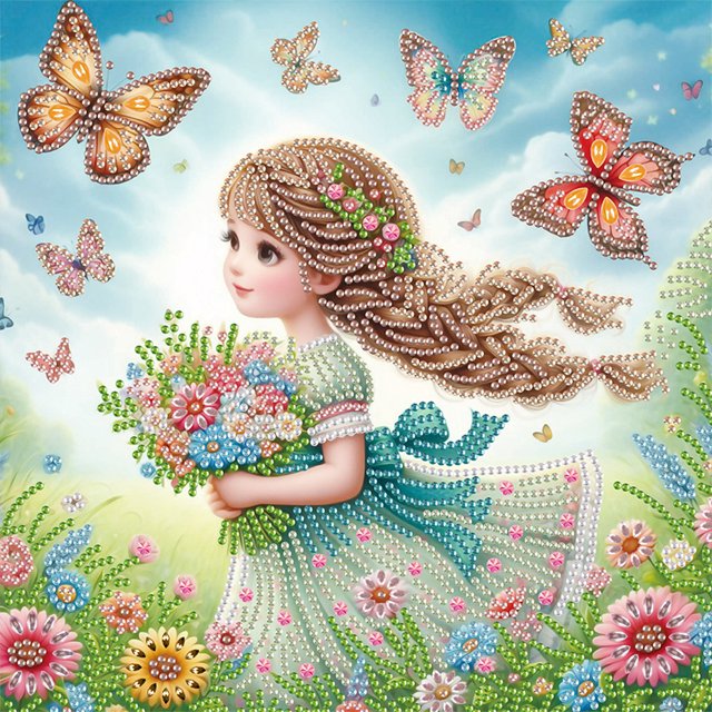 Kit Con Forma Especial Parcial DIY 5D Niña 30x30cm