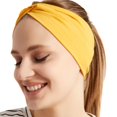 thumbnail image 1 of Diademas elásticas para mujer, color sólido, antideslizantes, para yoga, entrenamiento, correr (mostaza, 1 talla), 1 of 1