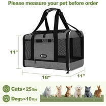 Soft-Sided Pet Carrier 18x11x11 Inch Collapsible Dog Cat Travel Bag for 15 lbs and Under 10 lbs