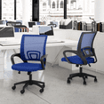thumbnail image 3 of MoNiBloom Set of 2 Mid-Back Office Desk Chairs Ergonomic Adjustable Height Mesh Computer Chairs with Lumbar Support, Navy Blue, 3 of 11