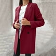 thumbnail image 2 of UPPADA Women's Double Breasted Long Trench Coat Belted Notch Lapel Overcoat Windproof Classic Outerwear Long Winter Coats Wine,L, 2 of 5