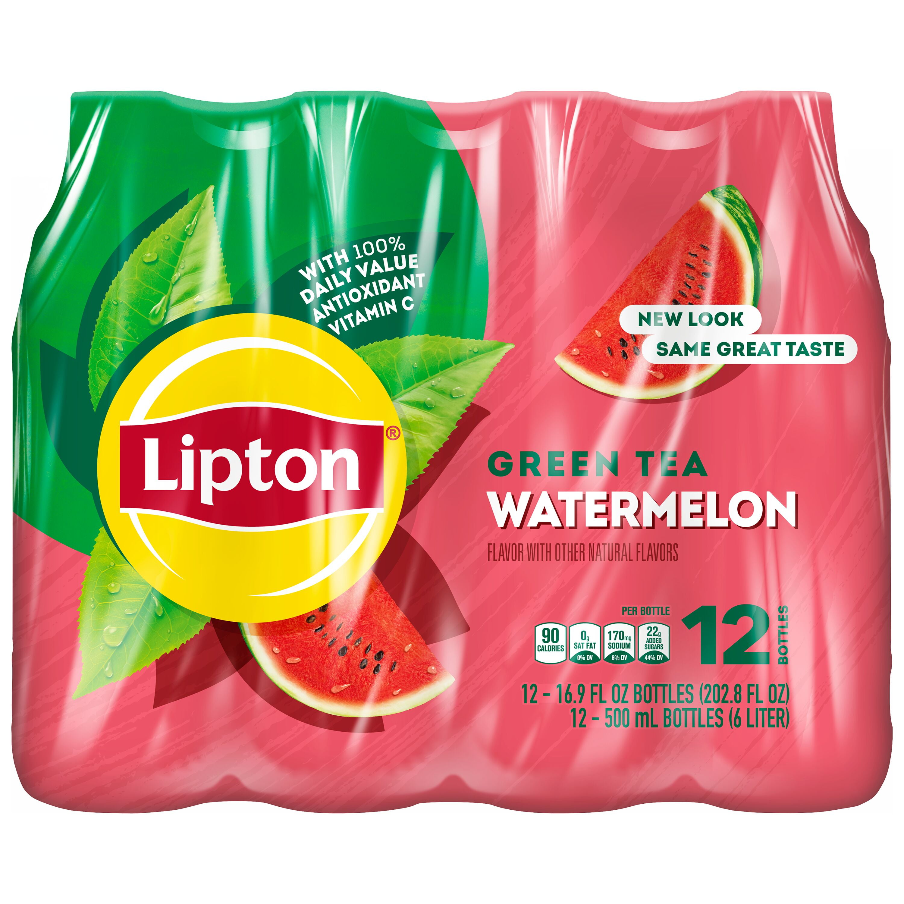 12 Bottles) Lipton Green Tea Watermelon, 16.9 fl oz