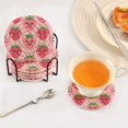 thumbnail image 5 of Lovely Strawberry Coasters with Holder for Coffee Table 6 Pcs Drink Coaster Sets Absorbent for Home Decor 4 inch, 5 of 7