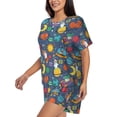 thumbnail image 2 of Qekee Cartoon Space Women's Pajama Set Short Sleeve Sleepwear Summer Home Wear with Pockets Soft Short Sleeve Shirt - Cartoon Space, 2 of 9