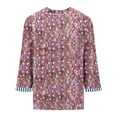thumbnail image 6 of LEKWK Plus Size Womens Casual Tops Regular Fit Crew Neck Long Sleeve Shirts Regular Fit Abstract Floral Mosaic Tunic Tops Textu Print Design Spring Daily Wear, 6 of 6