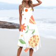 thumbnail image 6 of Minjewel Women's Easter Midi Dress, Round Neck Sleeveless Floral Print Irregular Hem Casual Dress, Spring Church & Garden Party Outfit,Orange XL, 6 of 8
