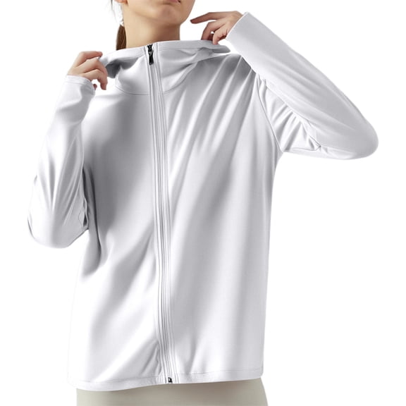 Women's Ice Silk Protective Hooded Sunscreen Jacket Pure Color Lightweight Breathable For Summer Outdoors
