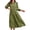 Army green, variant on Womens Casual 3/ 4 Sleeve Shirt Dress Button Down V Neck Tiered Collared Flowy Maxi Dress