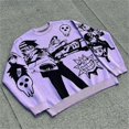 thumbnail image 3 of Harajuku moda hombres y mujeres pareja otoño e invierno suéter Y2K retro 90s gótico equipado cuello redondo tops ropa 2023 nuevo, 3 of 4