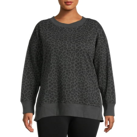 Avia Women's Plus Size High Slit Fleece Sweatshirt