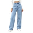 thumbnail image 2 of IUYRTFE Women High Waisted Wide Leg Denim Jeans Loose Fit Casual Straight Long Pants with Pockets for Daily Wear, 2 of 5