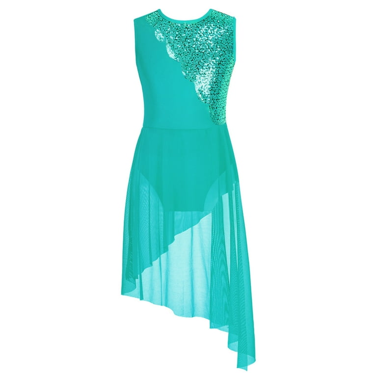 mint green lyrical dress Mint green lycra mesh and sequin lyrical dress with diamant age 12-13