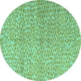 thumbnail image 1 of Ahgly Company Machine Washable Indoor Round Abstract Turquoise Blue Modern Area Rugs, 3' Round, 1 of 4