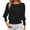 Noir, variante sur T-shirt Décontracté Coupe Ample Couleur Unie Col Rond Manches Haut Confortable Basique Quotidien