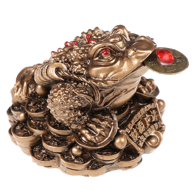 Good Fortune Feng Shui Lucky Bronze Money Frog Toad Coin 