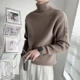 thumbnail image 3 of Ropa para hombre Suéter de punto de cuello alto blanco con cuello alto Suéter de punto con letras para hombre Suéter de estilo coreano clásico Tops ajustados Old X, 3 of 5