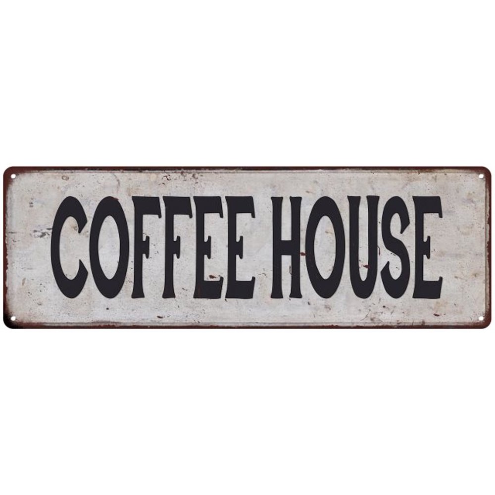 COFFEE HOUSE Vintage Look Rustic 8x24 Metal Sign Chic Retro
