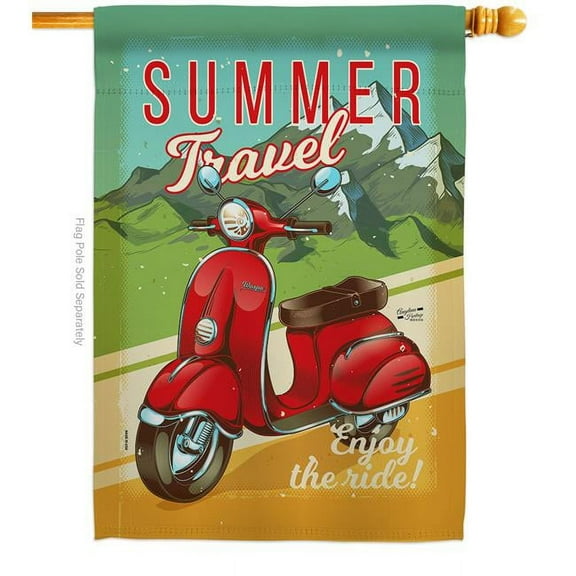 Angeleno Heritage H137078-BO 28 x 40 in. Summer Scooter Travel Interests Vehicle Double-Sided Decorative Vertical House Flags - Decoration Banner Garden Yard Gift