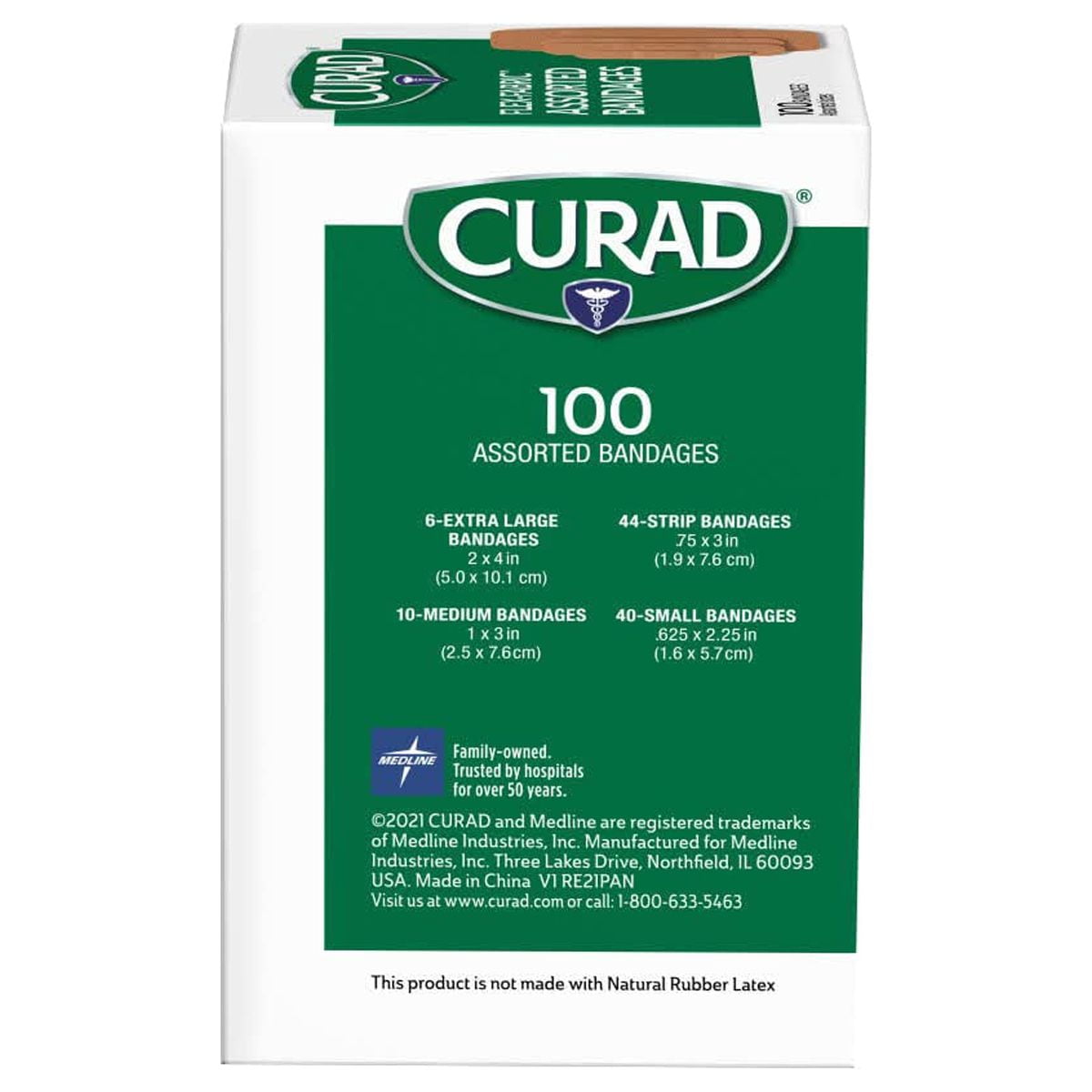Curad Flex-Fabric Adhesive Bandages, Assorted - 100 Ea, 6 Pack