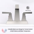 thumbnail image 2 of 2-Handle Bathroom Sink Faucet Brushed Nickel 4 Inches Centerset Vanity Faucet 3 Hole Bathroom Faucet with Pop Up Drain & Supply Lines Modern Commercial Bathroom Faucets Lavatory Faucet 4069-NP, 2 of 5