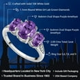 thumbnail image 2 of Gem Stone King 10K White Gold Purple Amethyst and White Lab Grown Diamond 3 Stone Engagement Ring for Women (2.09 Cttw, Gemstone Birthstone, Available in Size 5, 6, 7, 8, 9), 2 of 6