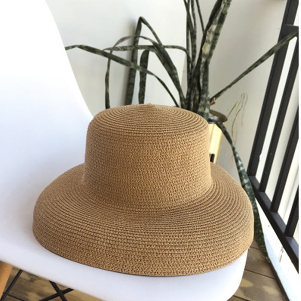Women Retro Beach Straw Hat Wide Brim Sun Hat ColorKhaki Walmart Canada