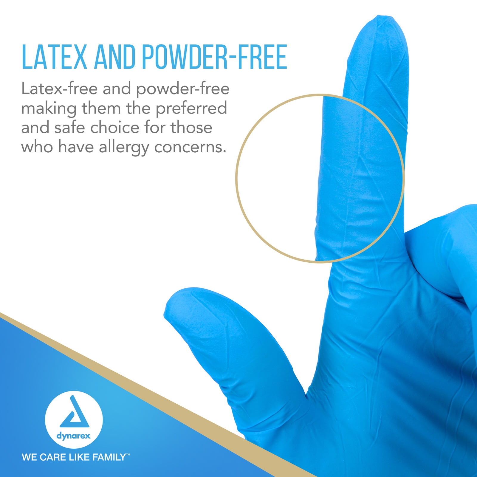 Dynarex Safe-Touch Disposable Nitrile Exam Gloves, Powder-Free, Latex-Free, Touchscreen Friendly, Blue, Extra-Large, 1 Case of 1,000 Gloves (10 Boxes of 100 Gloves)