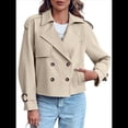 thumbnail image 1 of Chaqueta Gabardina Informal Holgada de Larga con Doble Botonadura y Solapa con Muescas para Mujer, con Bolsillos. Beige XL, 1 of 8