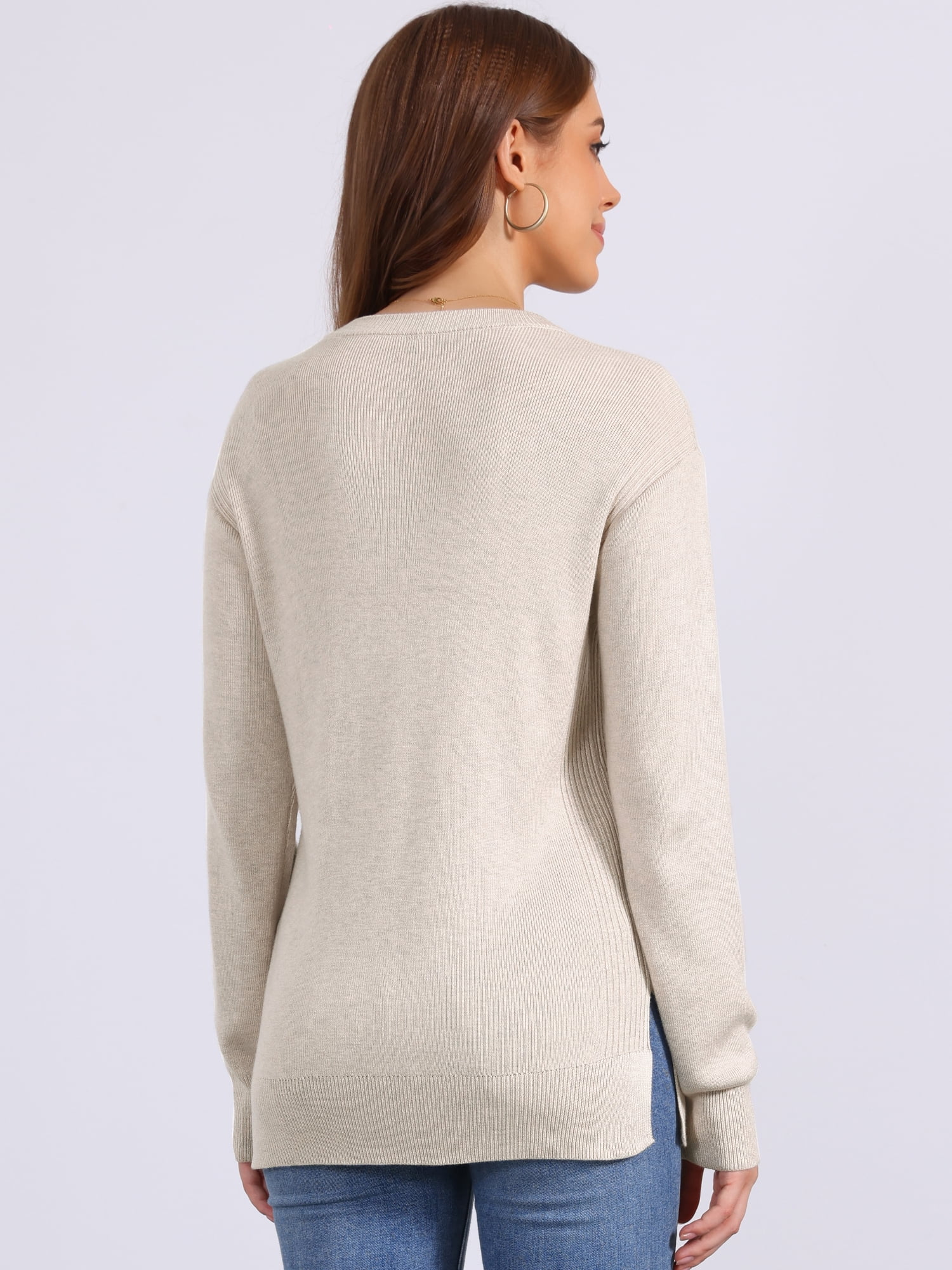 DARING DIVA Women's Pullover Long Sleeve Crew Neck Knit Sweater Tops XL Apricot
