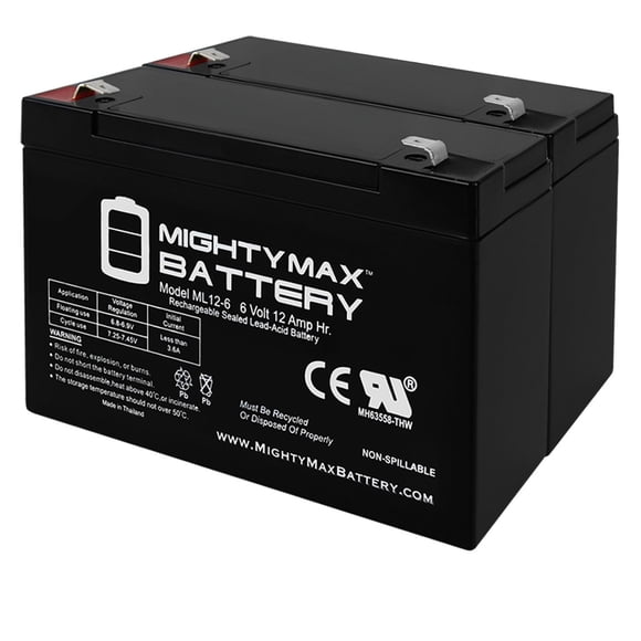 6V 12AH F2 Battery Replaces Enduring 3FM12 T2, 3-FM-12 T2 - 2 Pack