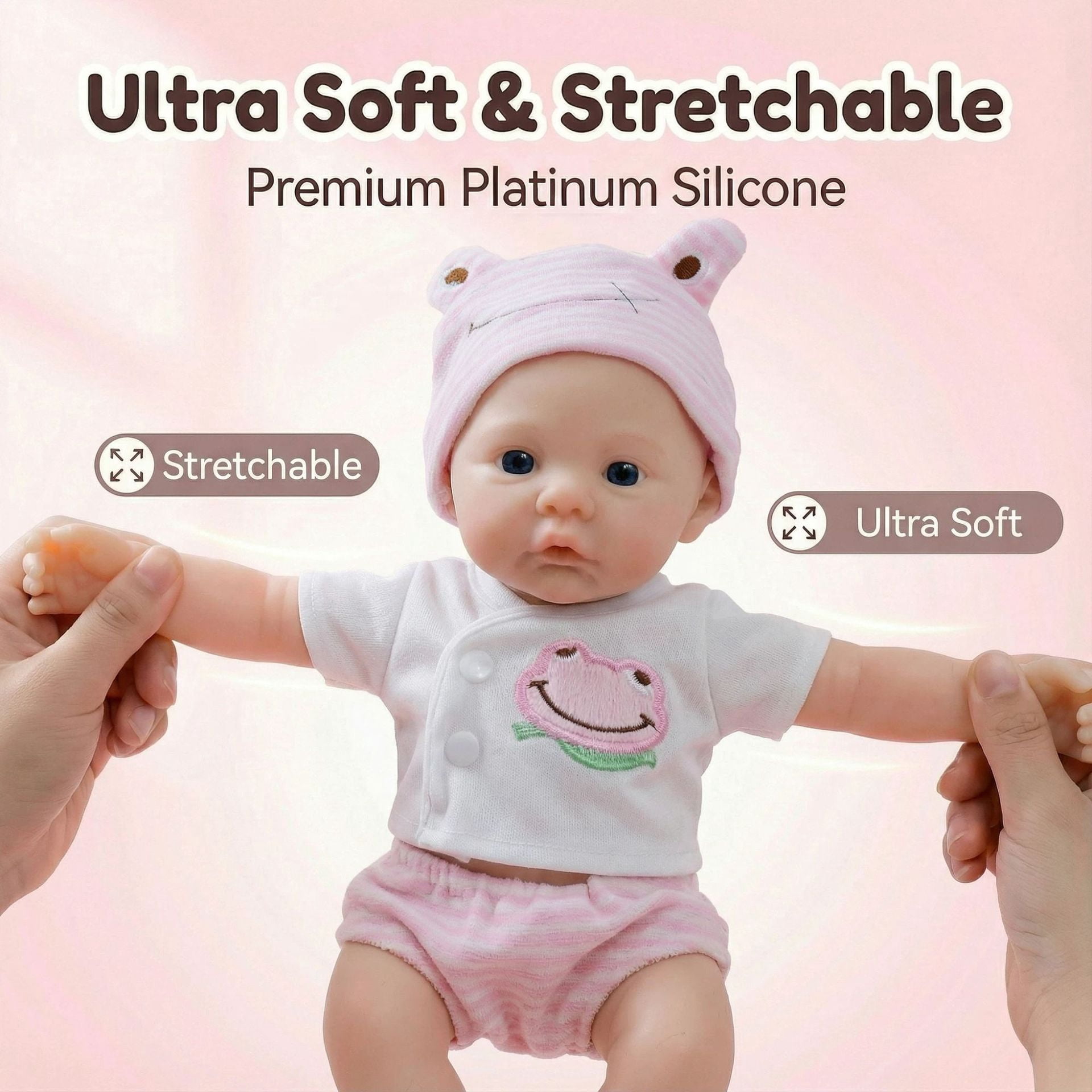 iCrade Finished Lovely 12" Realistic Reborn Baby Dolls Girl Elastic Solid Silicone Cuddly Reborn Newborn Babies Full Body Flexible Super Soft Lifelike Baby Dolls for Kids & Collectors