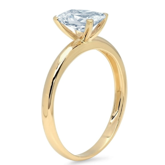 1 ct Emerald Cut Natural Sky Blue Topaz Solitaire Engagement Ring for Women in 18K Yellow Gold