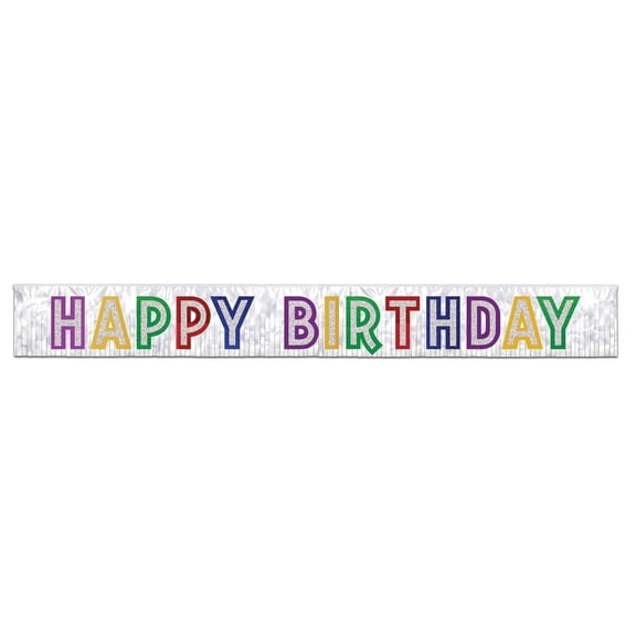 Beistle Metallic Happy Birthday Banner (Case of 6) White