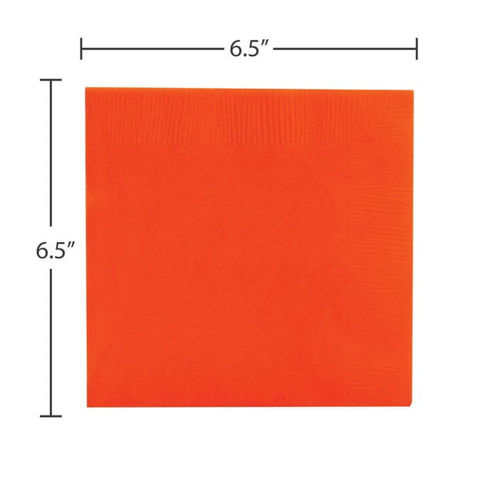 JAM Paper Medium Lunch Napkins, 6 1/2 x 6 1/2, Orange, 40/Pack